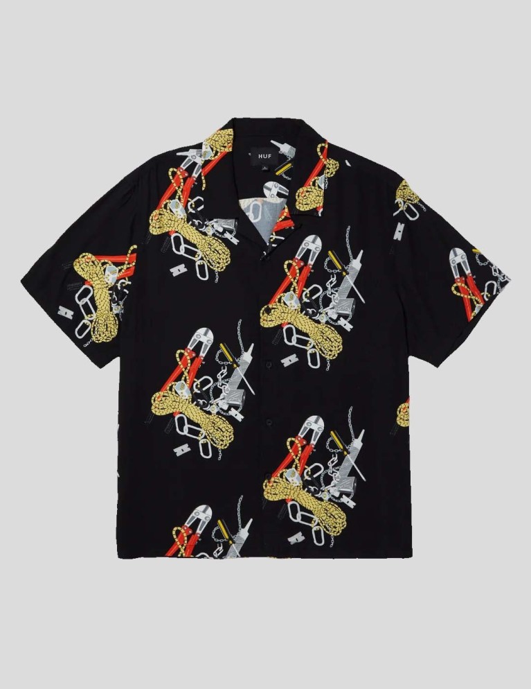 Camisa HUF scidrokyo resort top camicia nero